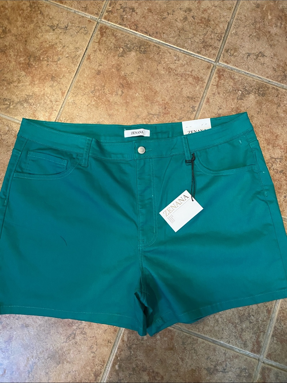 Zenana  Teal Green Women's Stretch Jean Shorts